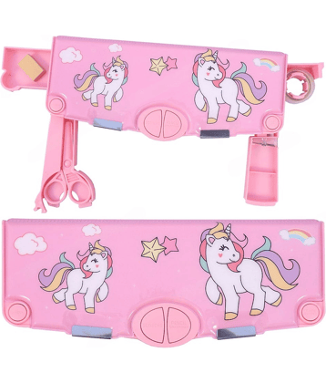 Kalra Magic Multifunctional Pencil Box For Kids, Unicorn Pencil Box, Kids Pencil Box For Girls, Girls Pencil Pouch, Pop Up Pencil Box, Unicorn Return Gifts For Kids - Plastic Multicolor (pink)