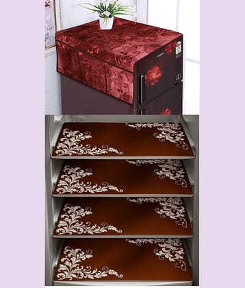 CreadCraft PVC Floral Fridge Mat & Cover ( 30 42 ) Pack of 5 - Brown