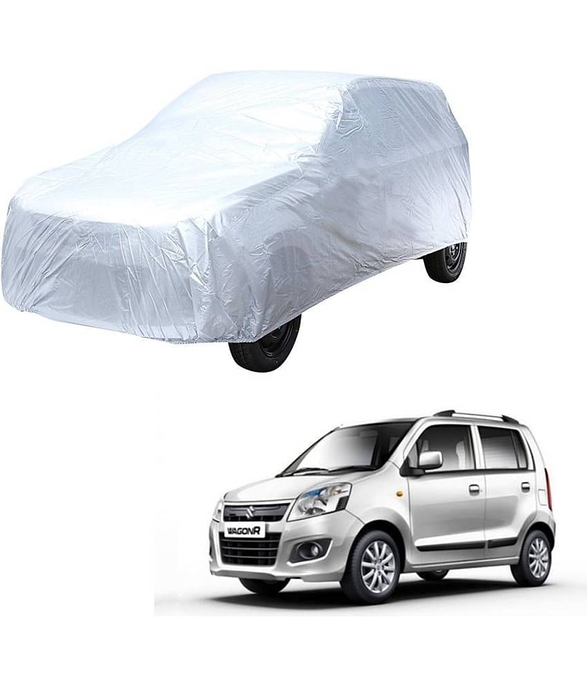 Autoretail Silver Color Dust Proof Car Body Polyster Cover Without Mirror Pocket Polyster For Maruti Suzuki Wagonr