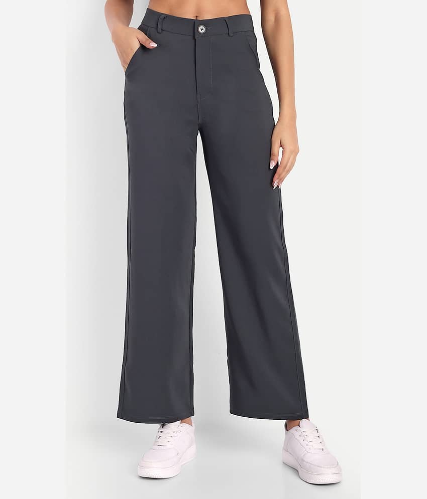 Broadstar Pack of 1 Polyester Straight Women's Formal Pants ( Dark Grey )