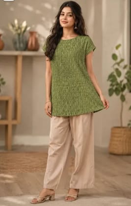 Olive Green Textured Tunic Top Olive Green Textured Tunic Top