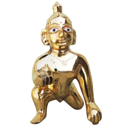 Premium Brass Laddu Gopal God Idol Statue - Puja Room Decor, Height : 4.8 Inch (BSMAS871 B)