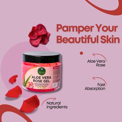 Veora Organics Aloe Vera Rose Gel & Neem Multani Mitti Face Pack Combo | Hydrating Aloe Vera Gel with Purifying Neem Face Mask | Acne Care, Deep Cleansing, Oil Control & Skin Nourishing | Natural Skincare | 200g + 120g