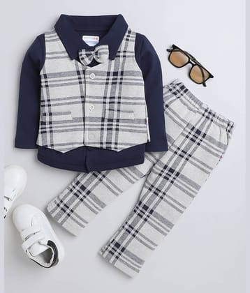 BUMZEE Pack of 1 Baby Boys Cotton Shirt & Trouser ( Navy Blue )