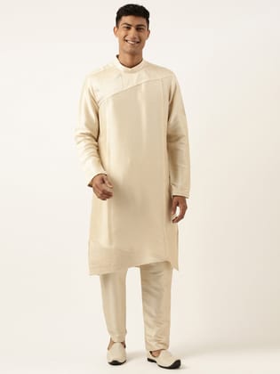 Beige Pleated Kurta Set-Made To Measure / Only Kurta - No Lowers