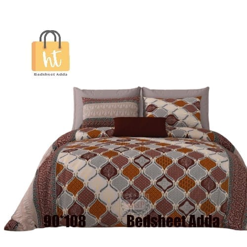3001-Hometrade India-Standard King Size (90*108 Inches) Double Bedsheet With 2 Pillow Cover-RJ-14-Jaipur lining-3941