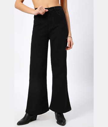 HJ HASASI - Black Denim Wide Leg Women's Jeans ( Pack of 1 )