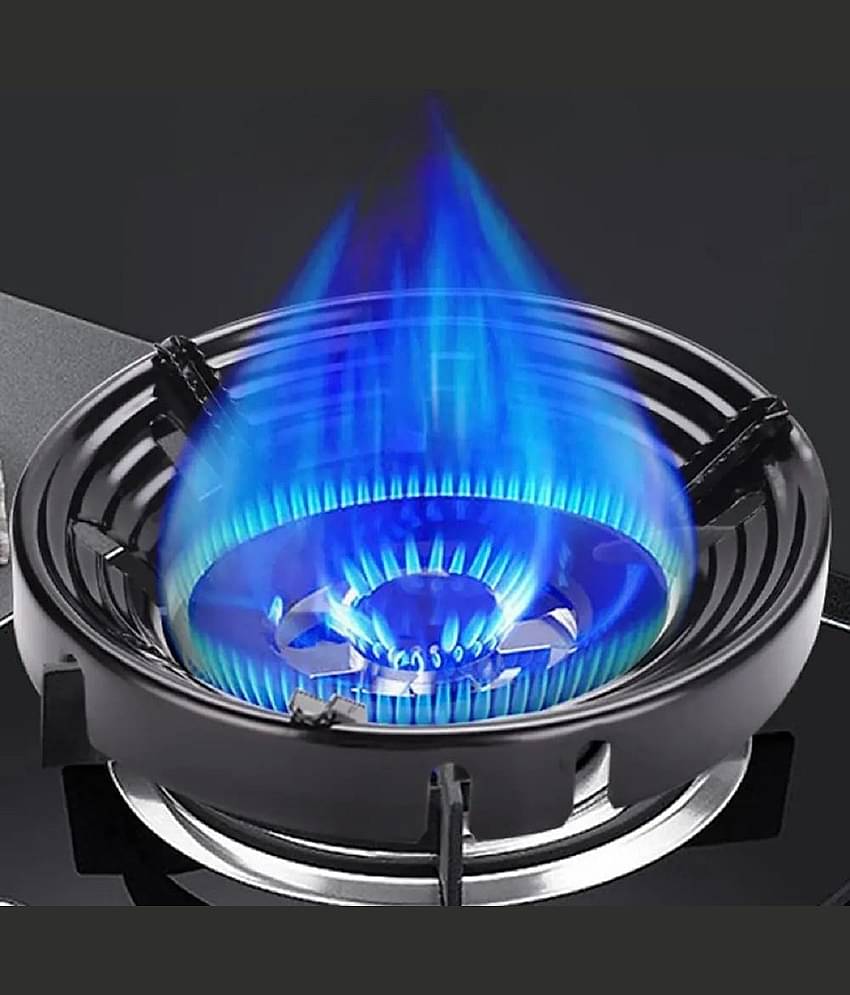 RAMDEV ENTERPRISE Black Gas Saver Burner Stand Gas Chula Burner Gas Saver Stand Jali Ring Fire & Windproof Energy Saving, Gas Chula Support Stand 4 Legs Supported For Indian Gas 0.7mm.