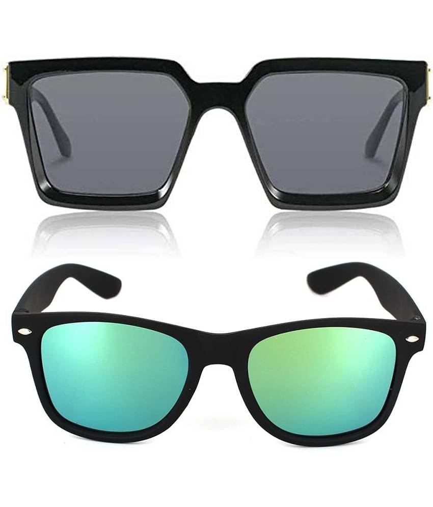 Kanny Devis - Black Rectangular Sunglasses ( Pack of 2 )