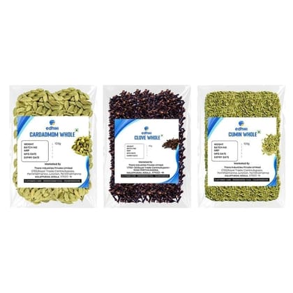 EDHWI Combo - Clove (25g), Cardamom (100g), Cumin (100g) � Premium Spice Trio for Cooking & Flavoring