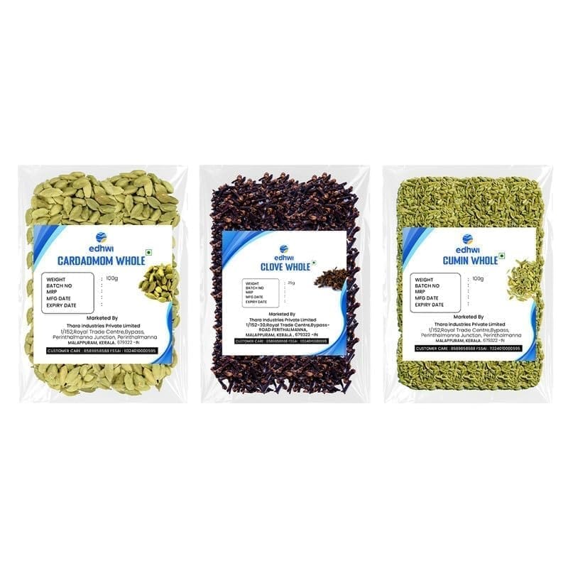 EDHWI Combo - Clove (25g), Cardamom (100g), Cumin (100g) � Premium Spice Trio for Cooking & Flavoring