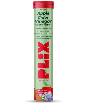 Plix Probiotic+ Apple Cider Vinegar Effervescent Tablets forgut Health & Metabolism (15 Tablets)