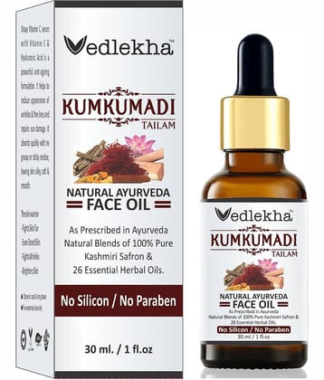 Vedlekha 100% Pure Kumkumadi Tailam For Radiant Skin For Brightens, Healthy & Glowing Skin Face Serum 30 mL