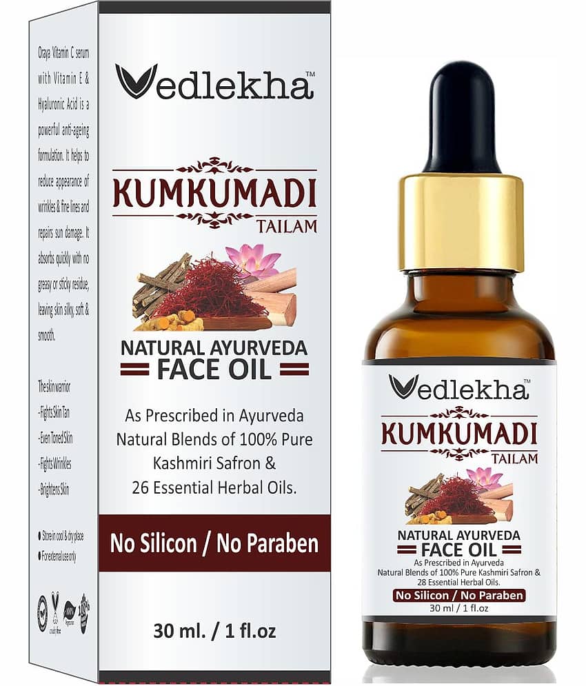 Vedlekha 100% Pure Kumkumadi Tailam For Radiant Skin For Brightens, Healthy & Glowing Skin Face Serum 30 mL