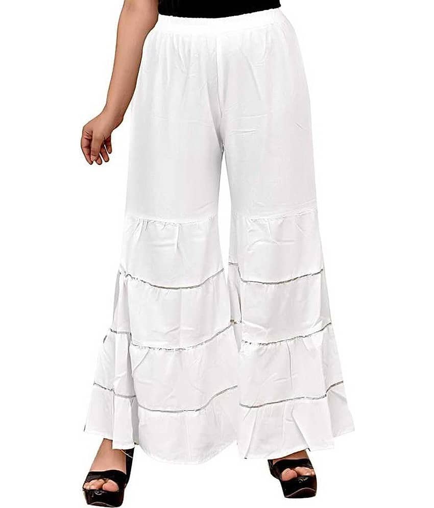 OuterWear Pack of 1 Viscose Regular Women's Palazzos ( White )