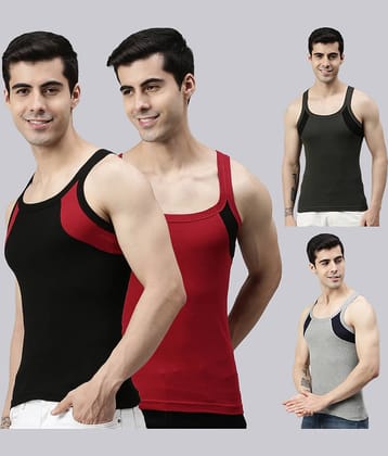 Pack of 4 Lux Cozi - Multi Cotton Men's Vest