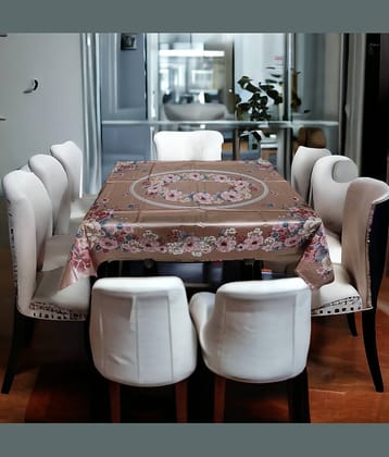 mopak decor Embroidered Polyester 6 Seater Rectangle Table Cover ( 137 x 91 ) cm Pack of 1 Brown