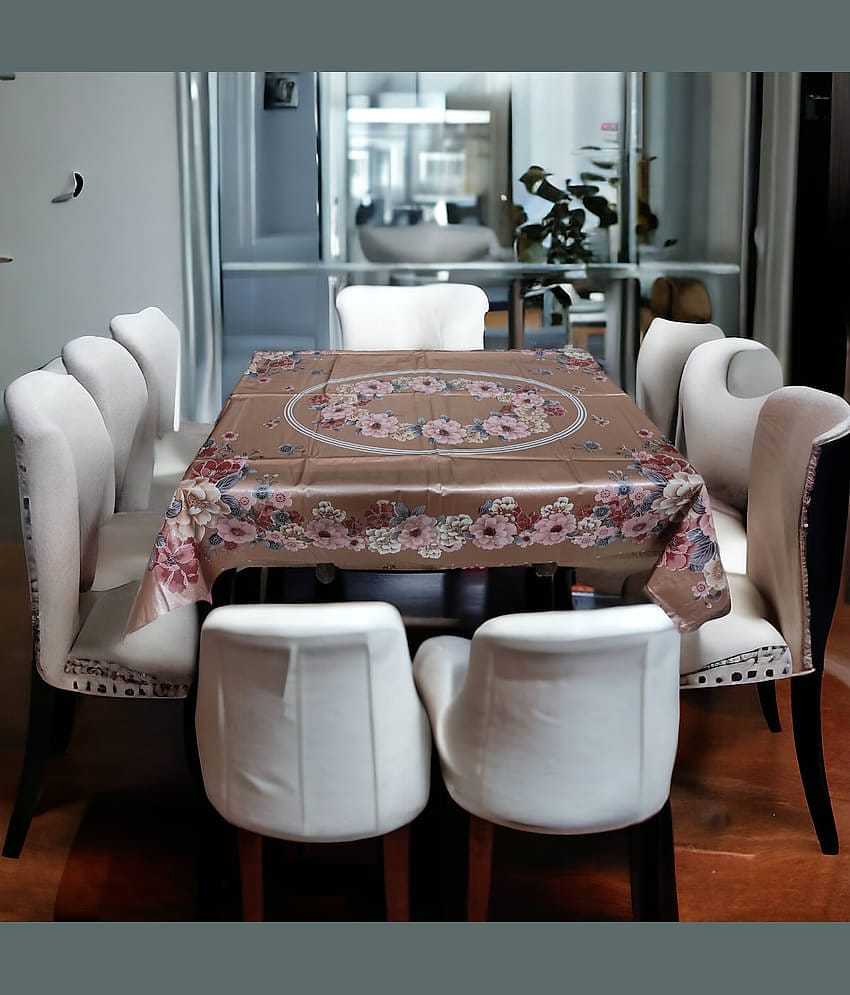 mopak decor Embroidered Polyester 6 Seater Rectangle Table Cover ( 137 x 91 ) cm Pack of 1 Brown