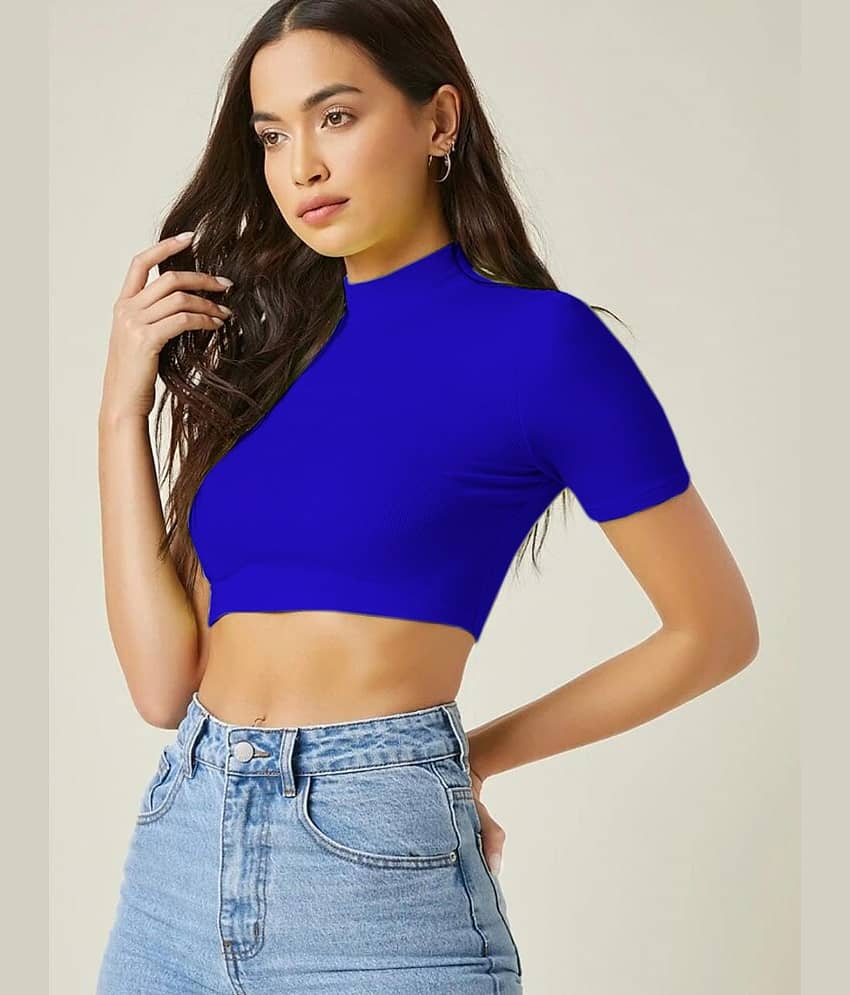 Dream Beauty Fashion Women's Polyester Crop Top ( Blue )