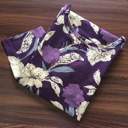 Mix Flower - Purple - Cord Set - Pure Cotton-46 - 3XL