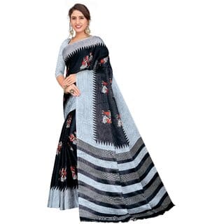 SVB Sarees Womens Black Colour Printed Saree