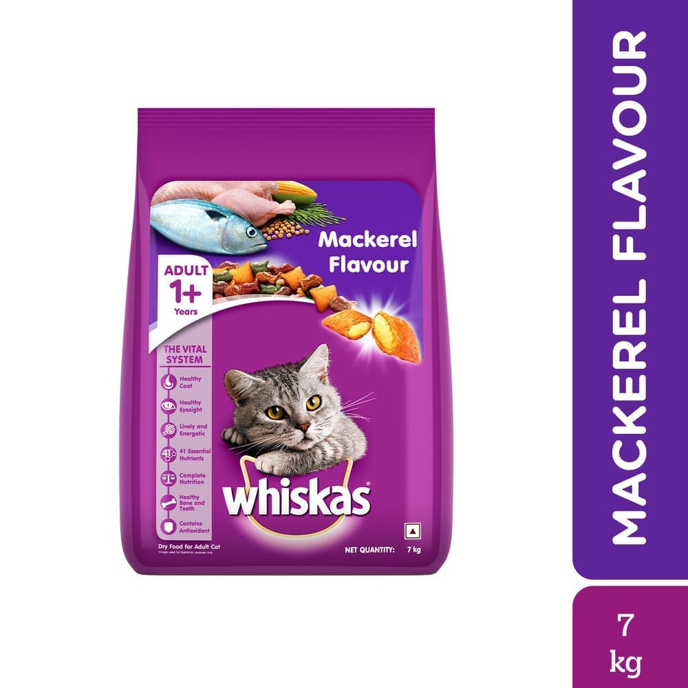Whiskas Mackerel Flavour Adult (1+ Years) Dry Cat Food 7kg