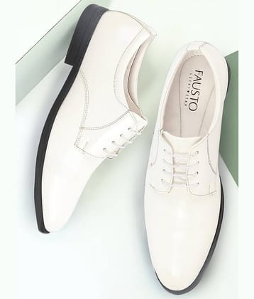 Fausto White Men's Derby Formal Shoes