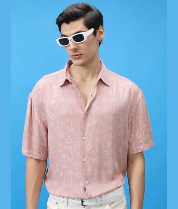 Ketch Viscose Slim Fit Printed Half Sleeves Men's Casual Shirt - Pink ( Pack of 1 )