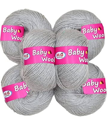 M.G ENTERPRISE 100% Acrylic Wool Steel Grey (Pack of 6) Baby Wool Wool Ball Hand Knitting Wool/Art Craft Soft Fingering Crochet Hook Yarn, Needle Knitting Yarn Thread Dyed … W