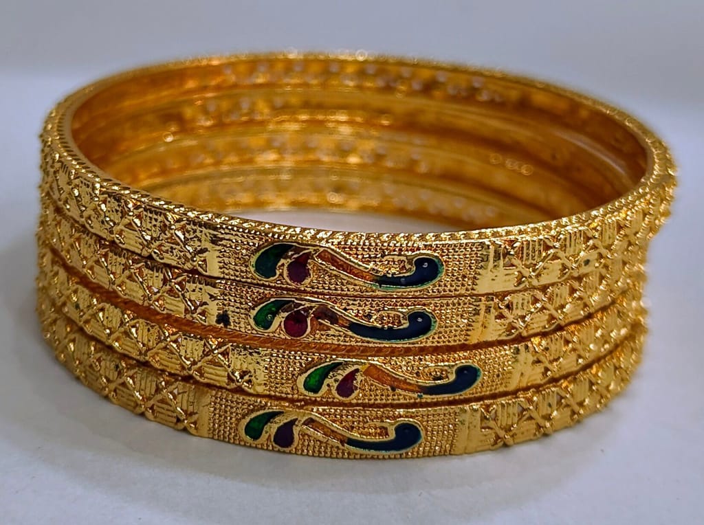 Gold Plated Bangles Set of 4 Traditional Indian Wedding Jewelry