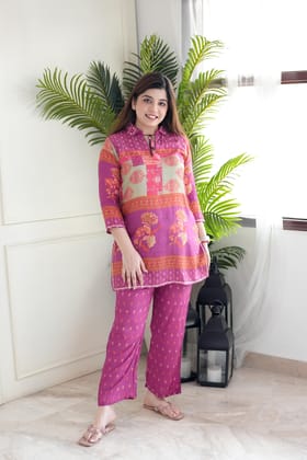 Faryaad Pink Digital Print Cordset-XXL