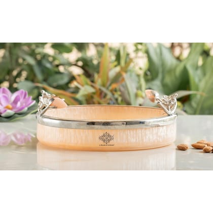 Silver Plated Resin Belgium Pink Decorative Tray, Festive Use, Gifting And Vanity Organizer-21CM