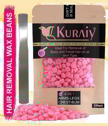 KURAIY Hair Removal Hot Hard Body Wax Beans (150Gm) for Face, Arm, Legs, and whole Body