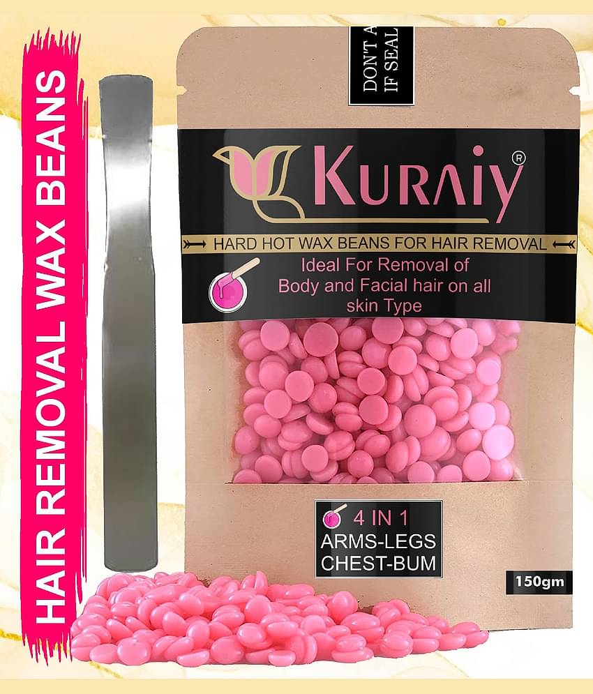 KURAIY Hair Removal Hot Hard Body Wax Beans (150Gm) for Face, Arm, Legs, and whole Body