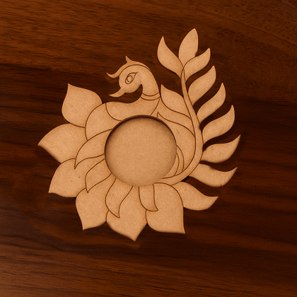Dbeautify's DIY Peacock MDF T-Light Holder – Lotus Design for Diwali & Pooja Decor