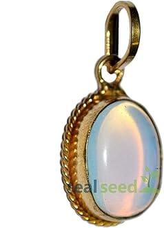 REAL SEED Blue Opal Moon Stone Pendant/Locket, Opal Precious Gemstone Pendant | Ideal for Men, Women and Kids | 100% Authentic Gemstone
