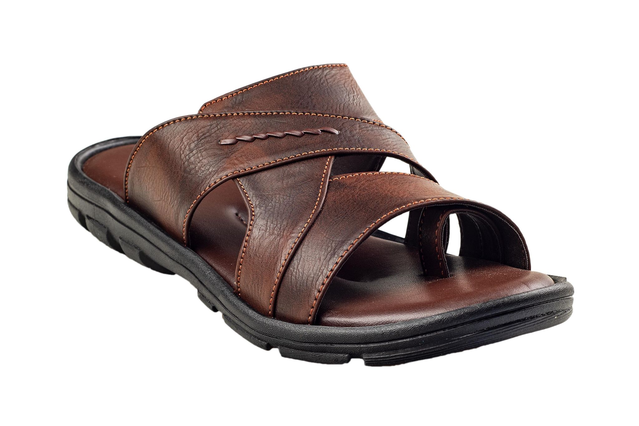 Titas Gents Dark Tan Chappal-Dark Tan / 5