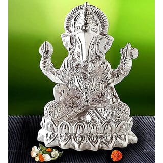 ASTRO-D 999 Silver Ganpati/Ganesha 50GM Murti/Idol Perfect for Gifting, (Silver, Silver)