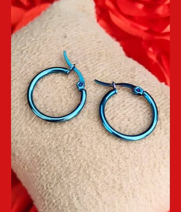 Blue Contemporary Stainless Steel Hoop Earrings