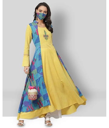 Yash Gallery Pack of 1 Rayon Printed Double Layered Women's Kurti - ( Multicolor )