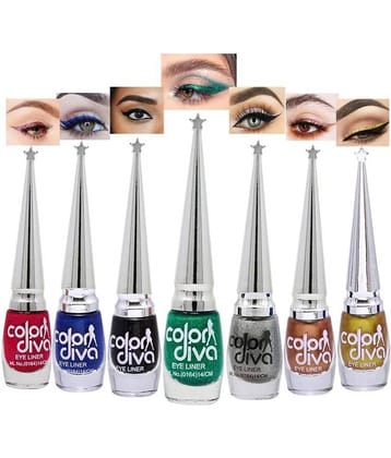 Color Diva - Multi Glitter Eye Liner Liquid ( Pack of 7 )