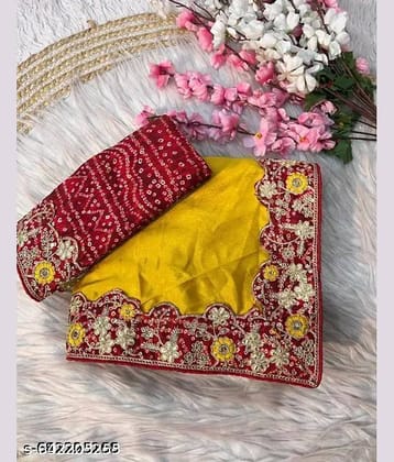 Shivadit ethnic Chiffon Solid Regular Saree With Unstitched Blouse Piece ( Yellow )