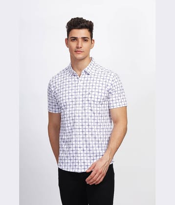 BULLMER Cotton Blend Regular Fit Printed Half Sleeves Men's Casual Shirt - Lavender ( Pack of 1 )