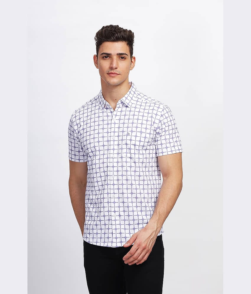 BULLMER Cotton Blend Regular Fit Printed Half Sleeves Men's Casual Shirt - Lavender ( Pack of 1 )