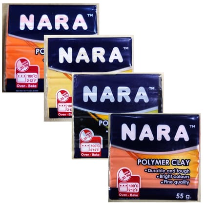 Artline Nara Combo Pack of Polymer Clay of 55 Grams in Colours of Cream, Carrot, Peach, Black | Ideal for Homemade Creations