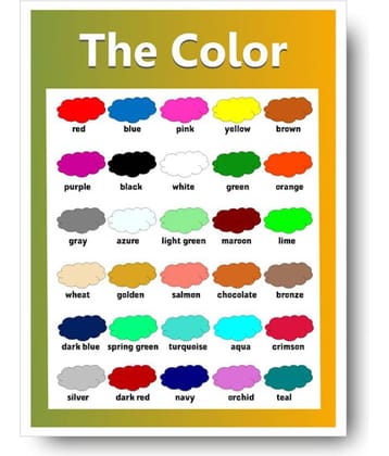 Photojaanic Colors Chart - Early Learning Educational Posters For Children: Perfect For Kindergarten, Nursery and Homeschooling 16X12inc, 300GSM Thick