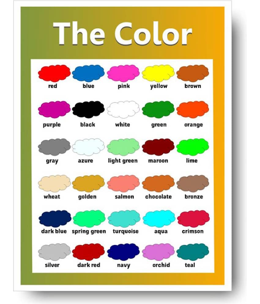 Photojaanic Colors Chart - Early Learning Educational Posters For Children: Perfect For Kindergarten, Nursery and Homeschooling 16X12inc, 300GSM Thick