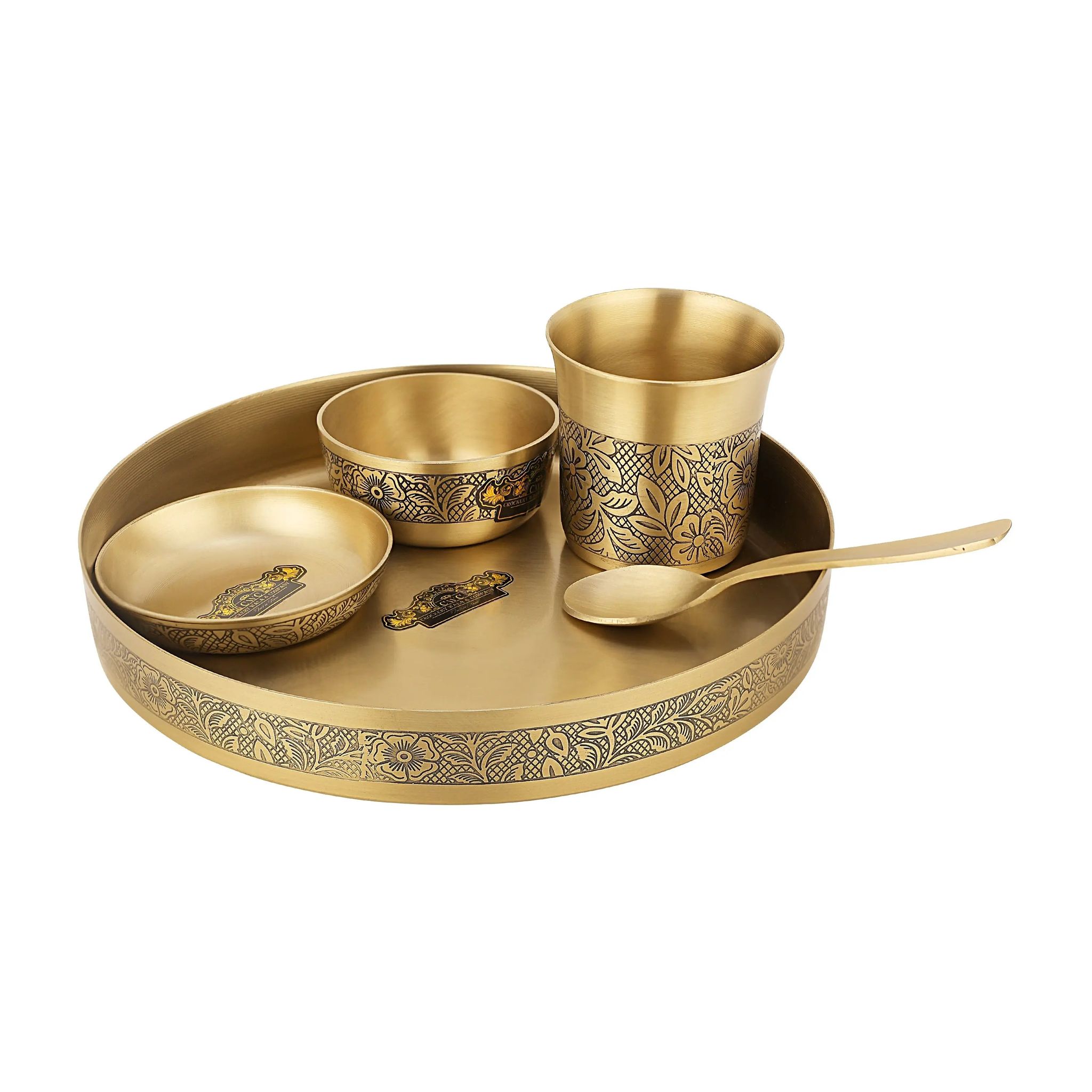 Bronze Etching Baby Thali Set-5 Pcs Perfect for Gifting