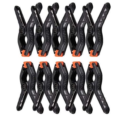 SHOPEE 10 PCS Photography Backdrop Support Spring Clamp 4.3"/11cm for Background Muslin, Canvas, Paper, Chromakey Screen, Heavy Duty Clip, Photo Studio, Backdrops Backgrounds Woodworking (ORANGE) Orange / Pack Of 10
