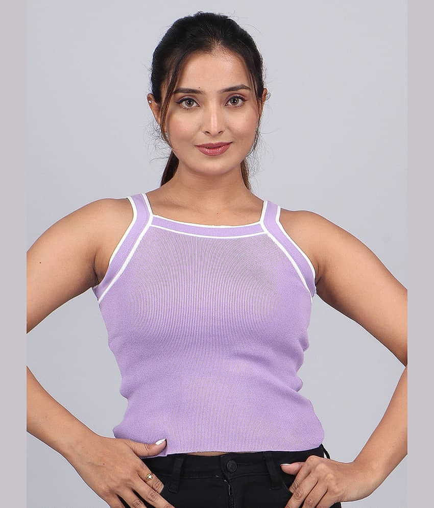 FEVERFEW Women's Cotton Blend Crop Top ( Lavender )